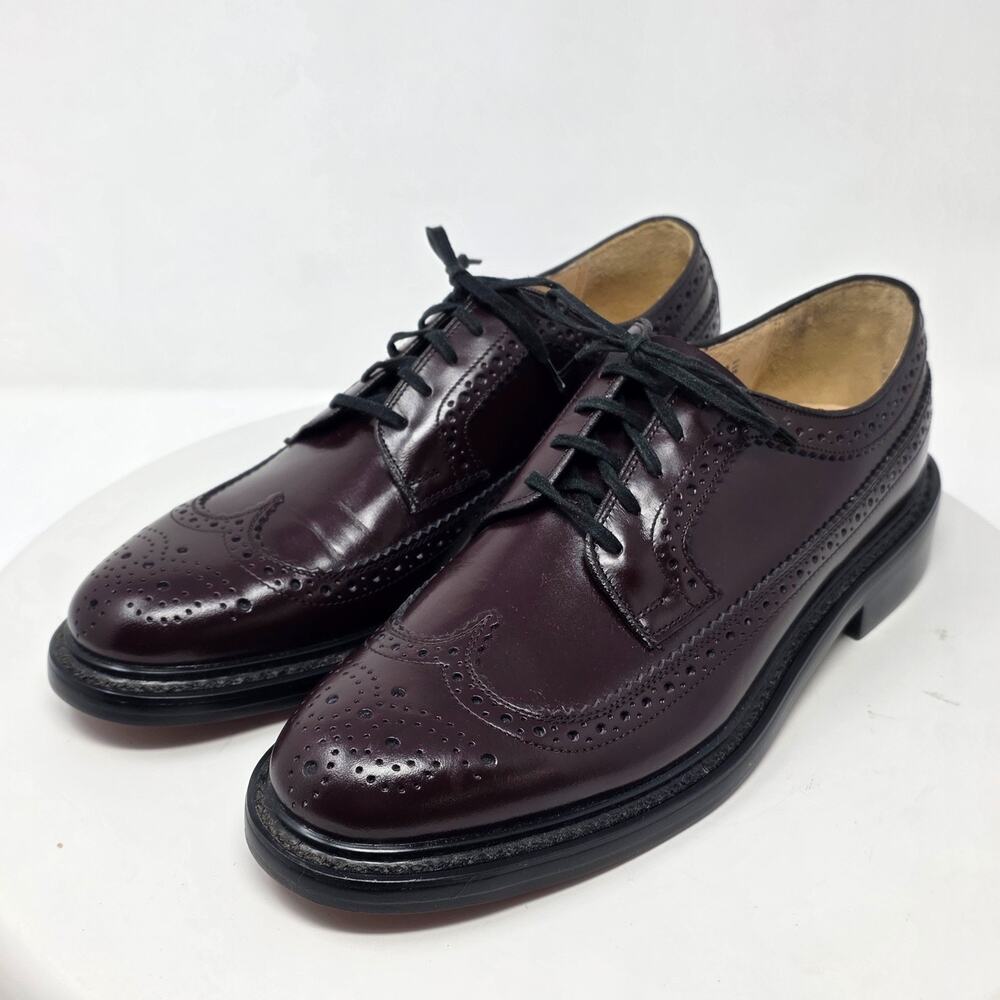 VTG Sears Wingtip Oxfords Dress Shoes Mens 8D Oxblood Burgundy Lace Up Leather